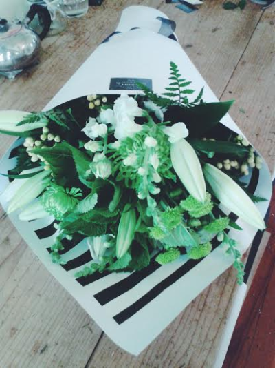 Sympathy bouquet - Classic green and white sympathy bouquet, perfect for bereavement or funeral
